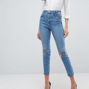 ASOS FARLEIGH High Waist Slim Mom Jeans with Panel
